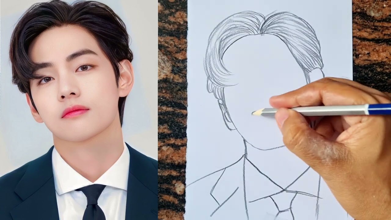 How to draw BTS V (Kim Taehyung)| Step by Step Tutorial - YouTube